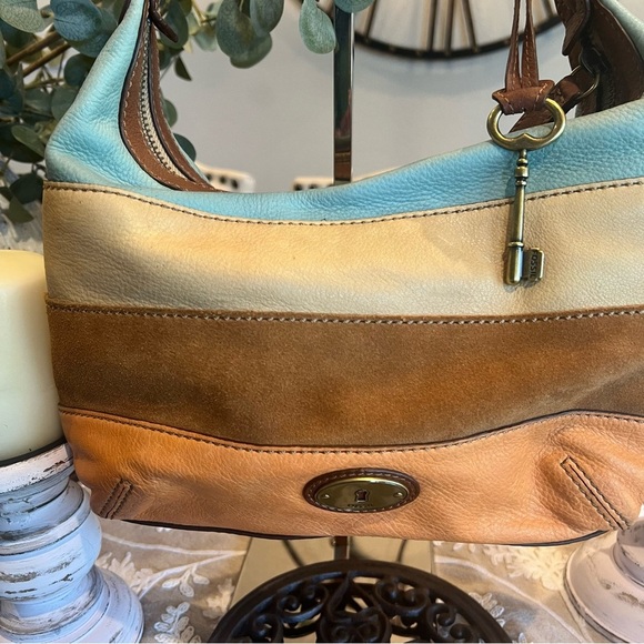 Fossil Leather and Suede Stylish Hobo Bag - Picture 5 of 12